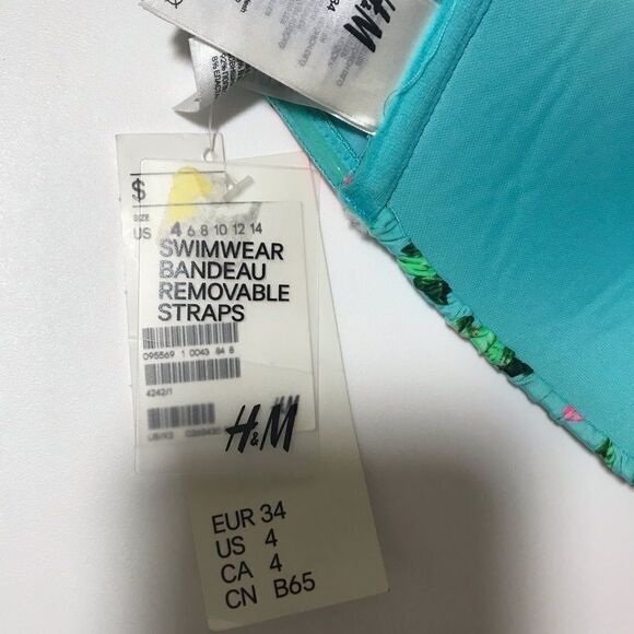 NEW! H&M Turquoise Floral Bandeau with Straps 4 - Picture 7 of 8